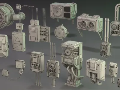 Wall Electric Props 1 - 20 pieces 3D model