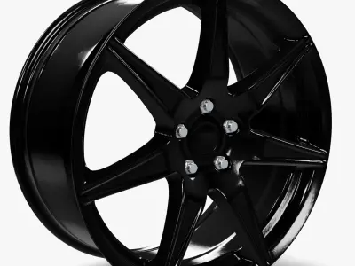 Voxx GT5 Wheel Gloss Black Mustang Low-poly 3D model