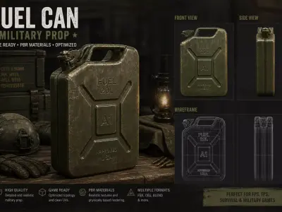 Military Fuel Can 3D Model  Tactical Jerry Can  Game Ready Low-poly 3D model