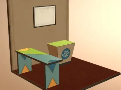 Simple booth Low-poly 3D model