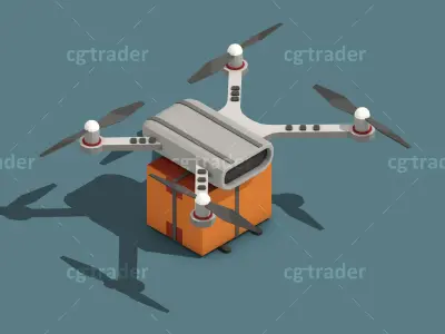 Low Poly Drone Isometric Icon Pack 01 Low-poly 3D model