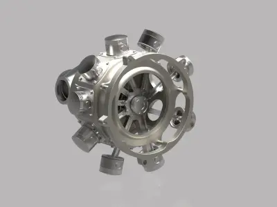 9 Cylinder Radial Engine 3D model