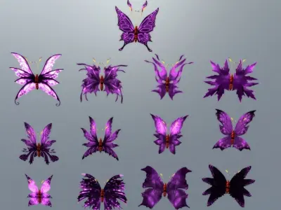 Butterflies 2 Animated  Low-poly 3D model