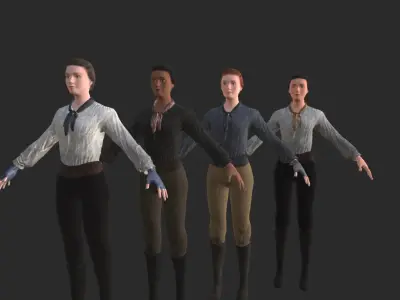 Low Poly Rigged Female Crewmate Low-poly 3D model