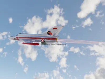 MiG-21 Indonesian Air Force Low-poly 3D model - NO Textures Low-poly 3D model