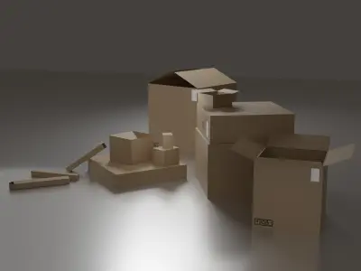 Lowpoly Cardboard Boxes Low-poly 3D model