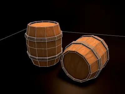 Wooden Barrel Free low-poly 3D model 11