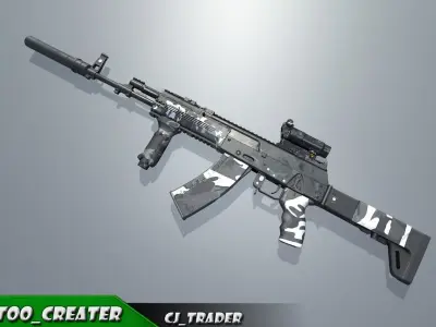 Modern AR Gun Rigged - Weapon Equipment Kit 3d model Low-poly 3D model