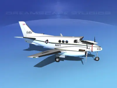 Beechcraft C-6 Transport V03 US Navy 3D model