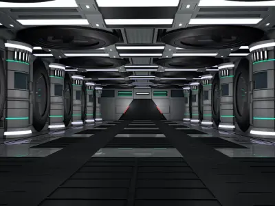 Sci Fi Corridor Interior 3D model 5
