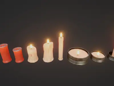 Candle Set Low-poly 3D model