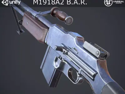 M1918A2 machine gun Low-poly 3D model