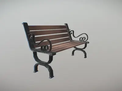 Simple Wooden Bench Lowpoly Low-poly 3D model