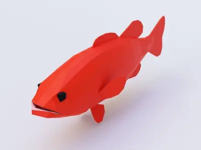 Carp fish low poly 3d model  Low-poly 3D model