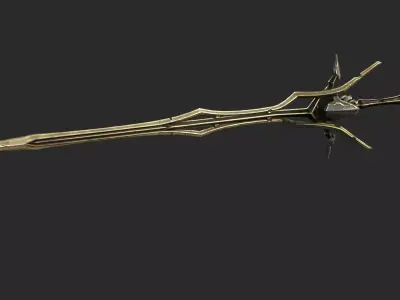 Magical style weapon Golden Long Sword 3D model