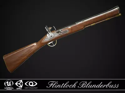 Flintlock Blunderbuss 01 Classic Low-poly 3D model