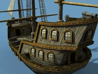 Medieval Sailing Ship 3D model
