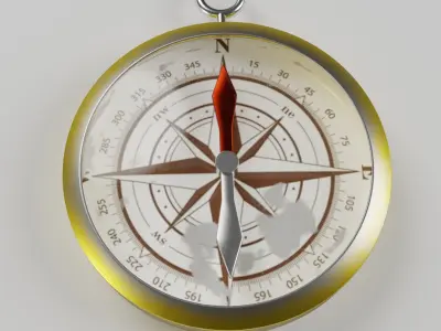 Compass - Low Poly gold Low-poly 3D model