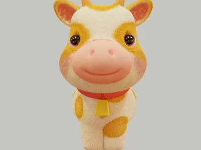 lowpoly cow animal crossing Low-poly 3D model
