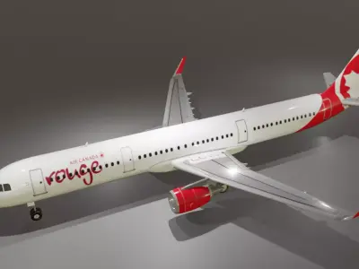 Air Canada Rouge airbus a321-211 low poly 3D Model Low-poly 3D model