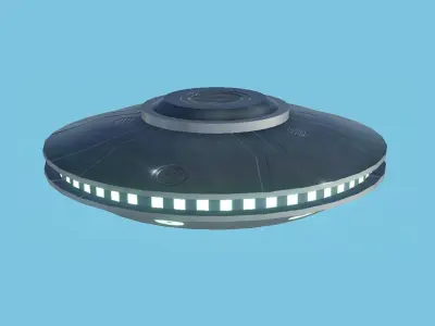 Spaceship UFO A3 - Chrome - Alien SciFi Vehicle Low-poly 3D model