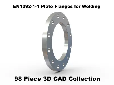 EN1092-1 Type 1 Plate Flanges for Welding 3D model