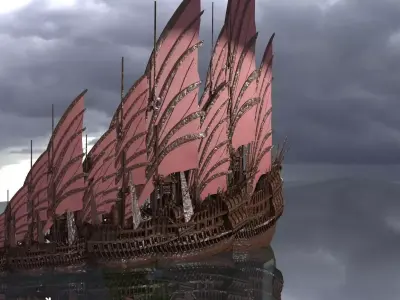 Emporors Asian Red Fin sailed Ship 3D model