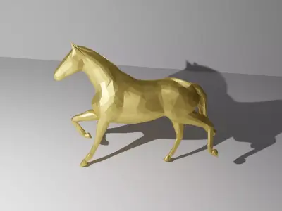 Low Poly Golden Horse Fast Run  Low-poly 3D model