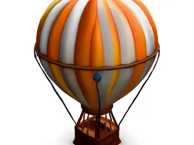 Stylized LowPoly Hot Air Balloon Low-poly 3D model