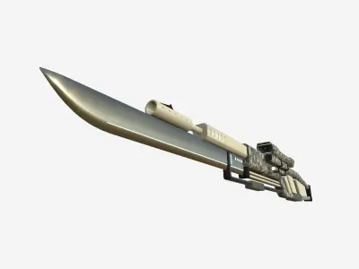 SciFi Sniper Gunblade A09 Digital Camouflage - Fiction Weaponry Low-poly 3D model