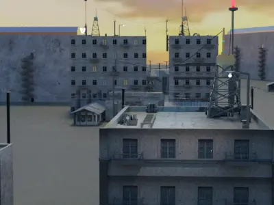 Helicopter Skyscraper Western City Low-poly 3D model