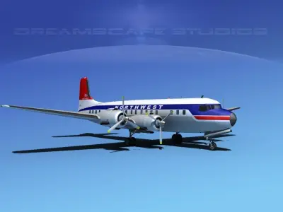 Douglas DC-7B Northwest Airlines 3D model