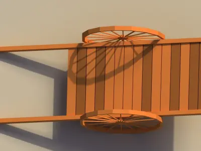 Low Poly Wooden Cart Low-poly 3D model