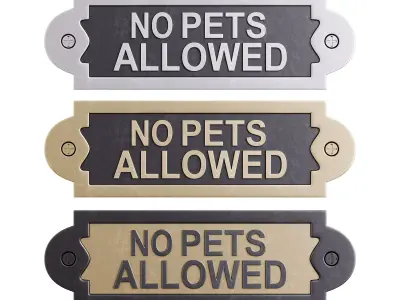 Solid Brass Sign No Pets Allowed 3D model