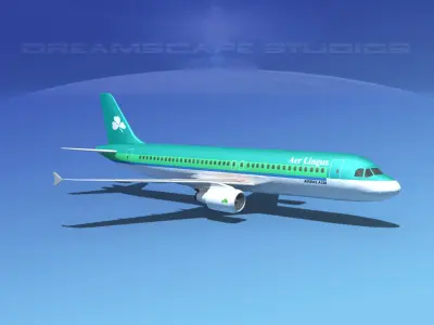 Airbus A320 LP Aer Lingus Low-poly 3D model