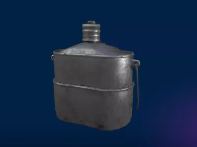 Metal Canteen and Cooking Set Low-poly 3D model