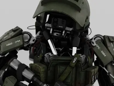 military humanoid robot Low-poly 3D model