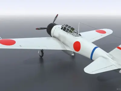 A6M2 Type0 Model11 Serial 3-112 - Rigged Low-poly 3D model