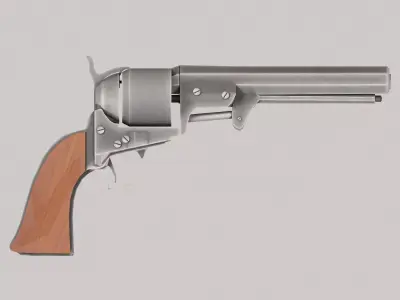 Western shotgun revolver Low-poly 3D model