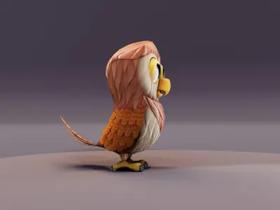 Cartoon Owl Rigged and Animated 3D Model Low-poly 3D model