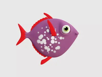 Cartoon purple fish 3D model