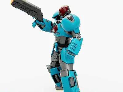 CYBER COP X-3000 Rigged for Unreal Engine - Unity - MIXAMO  3D model