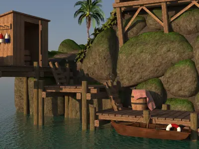 Fishermans Island Low-poly 3D model