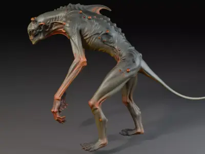 Pack of 3 Realistic Alien High Detail Sci Fi Character Low-poly 3D model