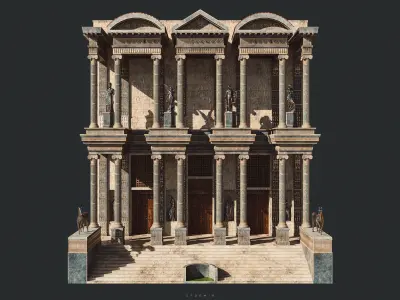 Library Of Celsus - Ephesus PBR Low-poly 3D model
