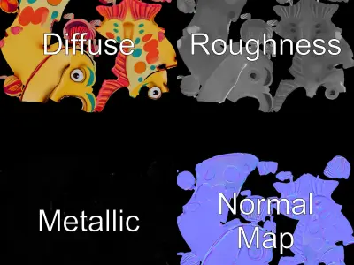 Animated Cartoon Fish Model Pack with Colorful Spots Low-poly 3D model