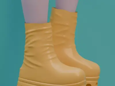 High Poly 3D Platform Boots with Cheese Design 3D model