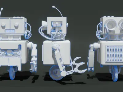 Old Rusty  Robot  Low-poly 3D model