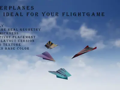 Paper plane - Package Low-poly 3D model