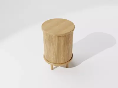 Wooden Round Side Table  Free low-poly 3D model